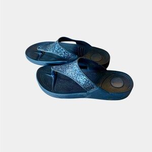 FitFlop Sandals Lulu Glitter Navy Blue 10 Women